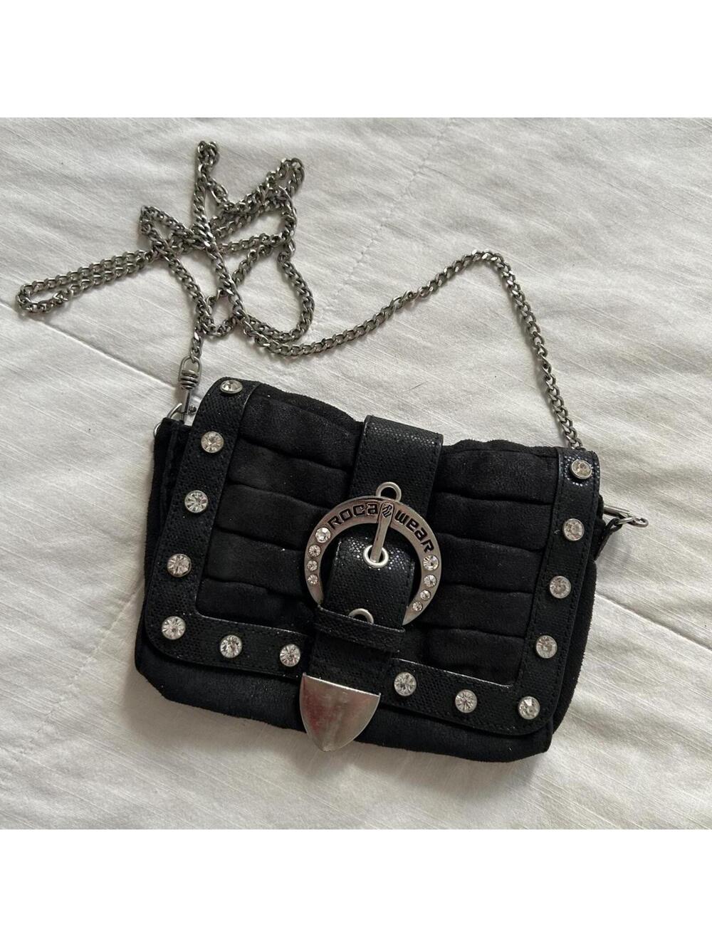 Y2K Rocawear Black Rhinestone Studded Chain Shoulder Bag McBling